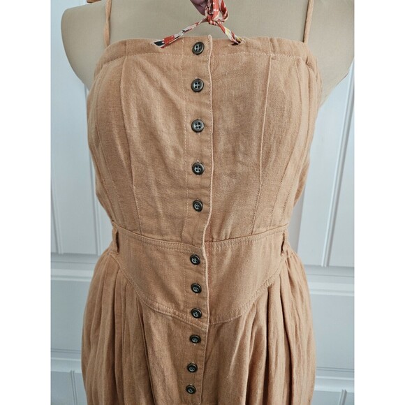 FREE PEOPLE CORAL ROSALYN JUMPSUIT SZ 2 No Belt Boho linen - Picture 5 of 10